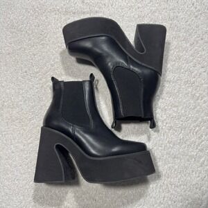 Dolls Kill Women's Boots Platform Chunky Heel Gothic Core Black Y2K Sz UK 4 US 6